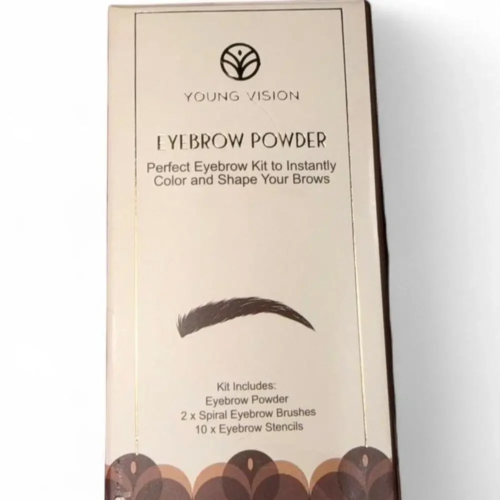 Young Vision Eyebrow Eye Brows Powder & Stencil Set Beauty Makeup Shaping